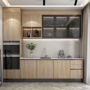 Custom European Style Kitchen Cabinets Solid Wood Multi-Layer Eco-friendly Sink Ready for Apartment Home Use with Customization